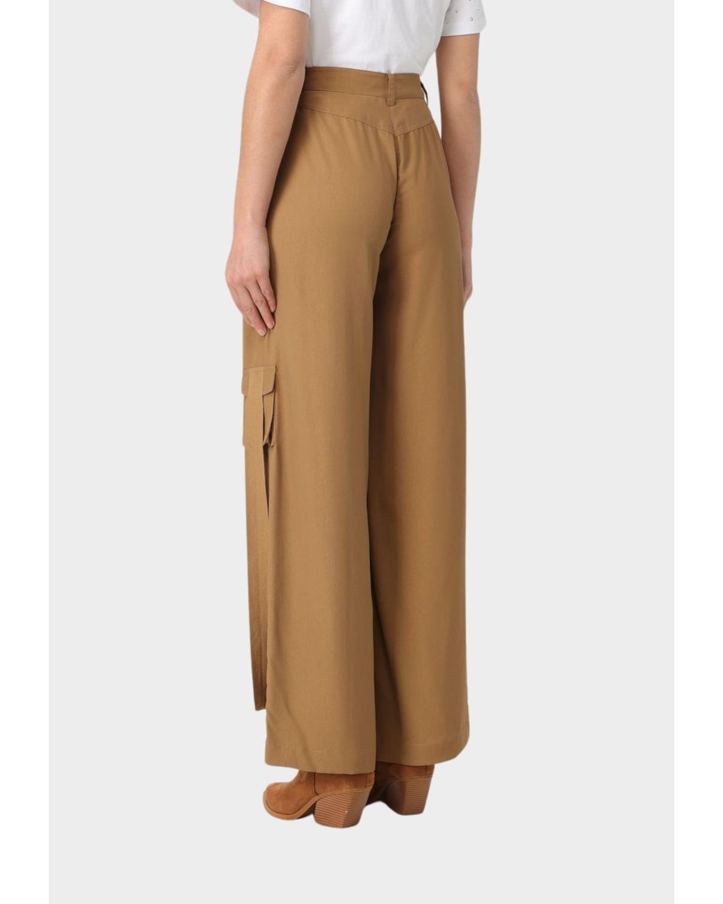 Twinset Natural Wide-Leg Cargo Trousers