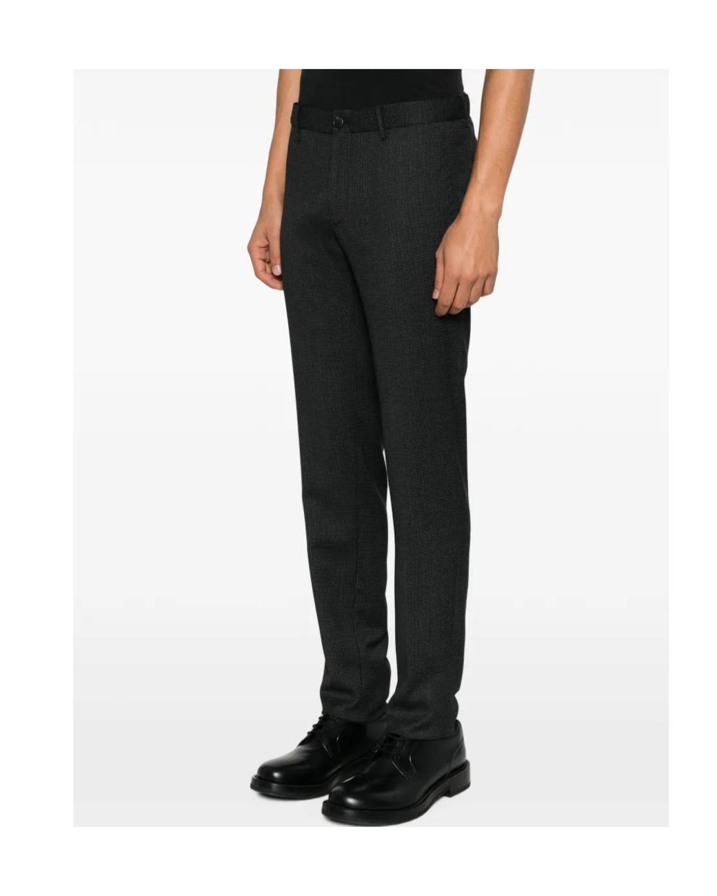 Incotex Black Houndstooth-Pattern Tailored Trousers for men