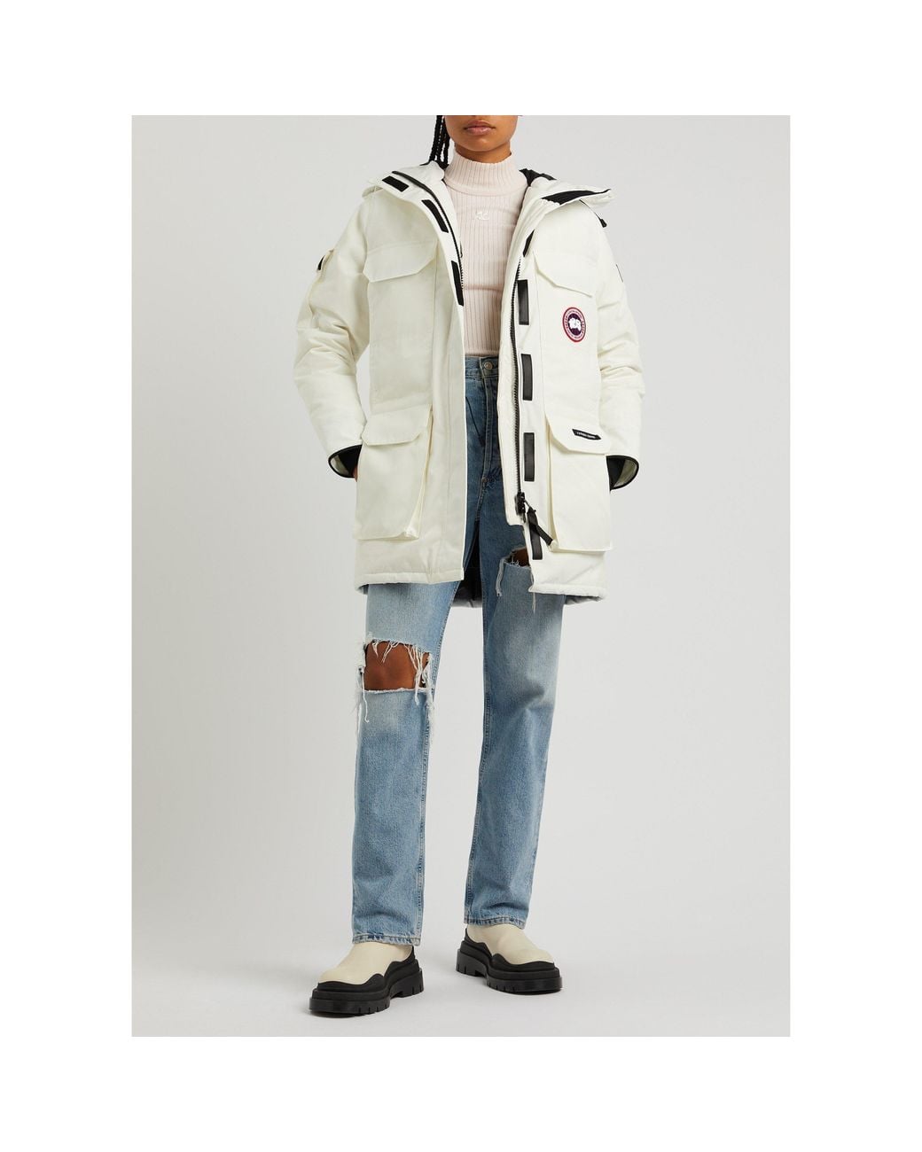 Canada Goose White Thickened Waterproof Down Coat