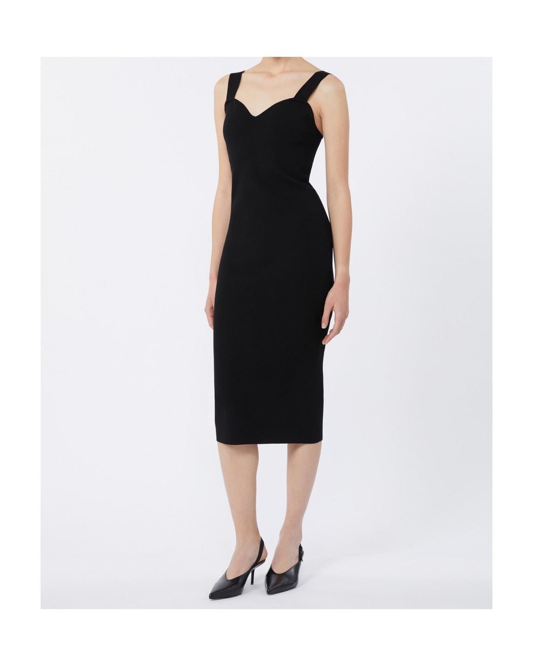 Max Mara Black Teak Compact Midi Dress