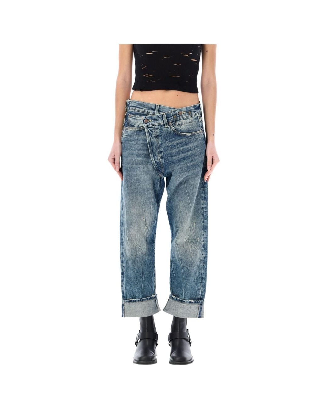 R13 Blue Asymmetrical Jeans