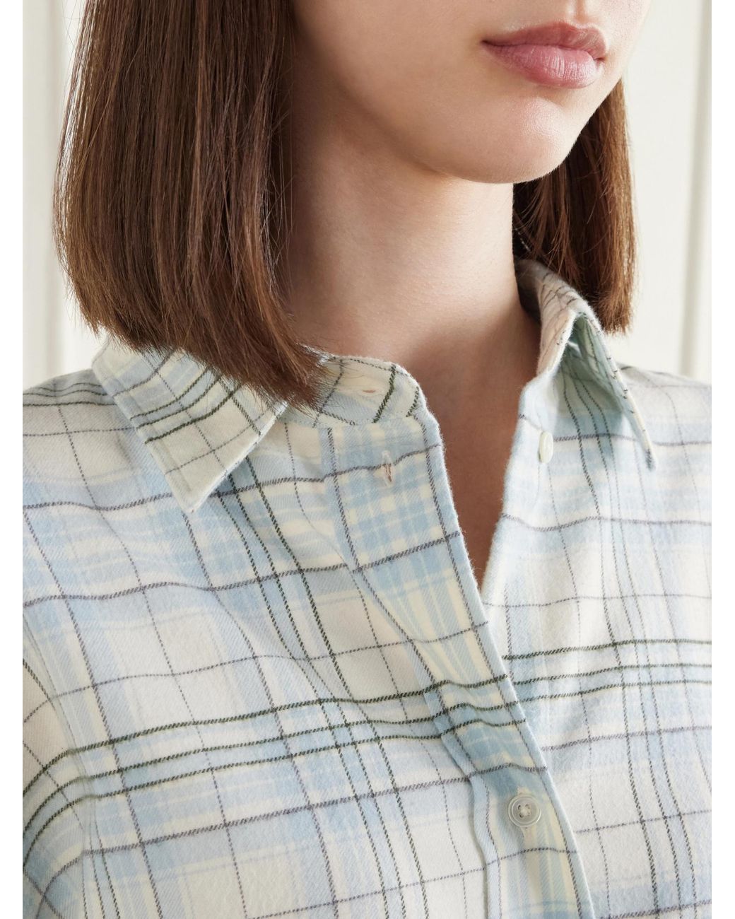 Rohe White Checked Cotton-Flannel Shirt