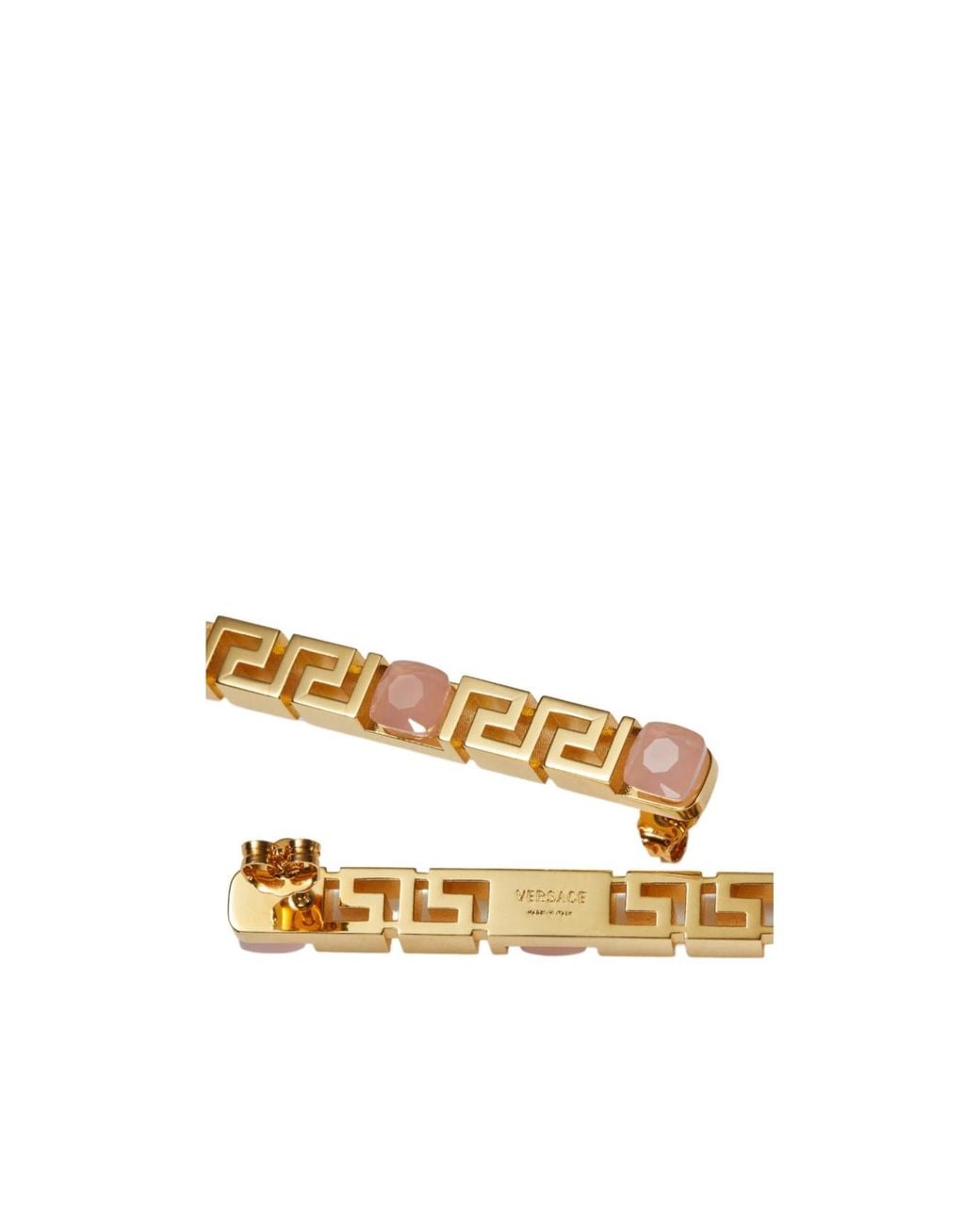 Versace Metallic Geometric Stud Drop Earrings