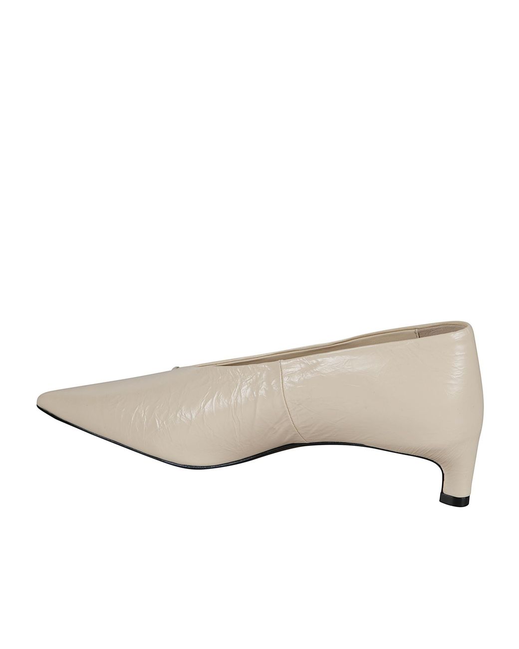 Jil Sander White Crinkled Pointed-Toe Pumps