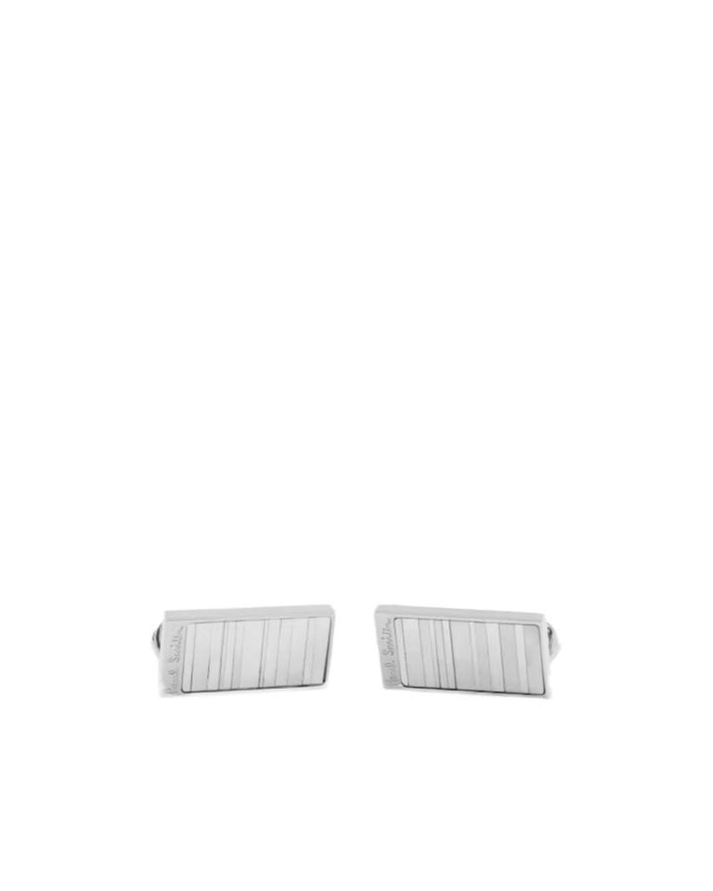 Paul Smith White Stripe Rectangular Cufflinks for men
