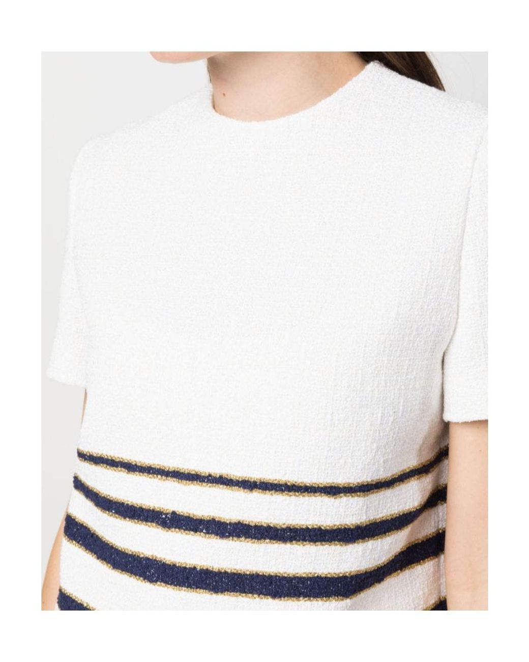 Valentino White Mariniere Striped Crewneck Top