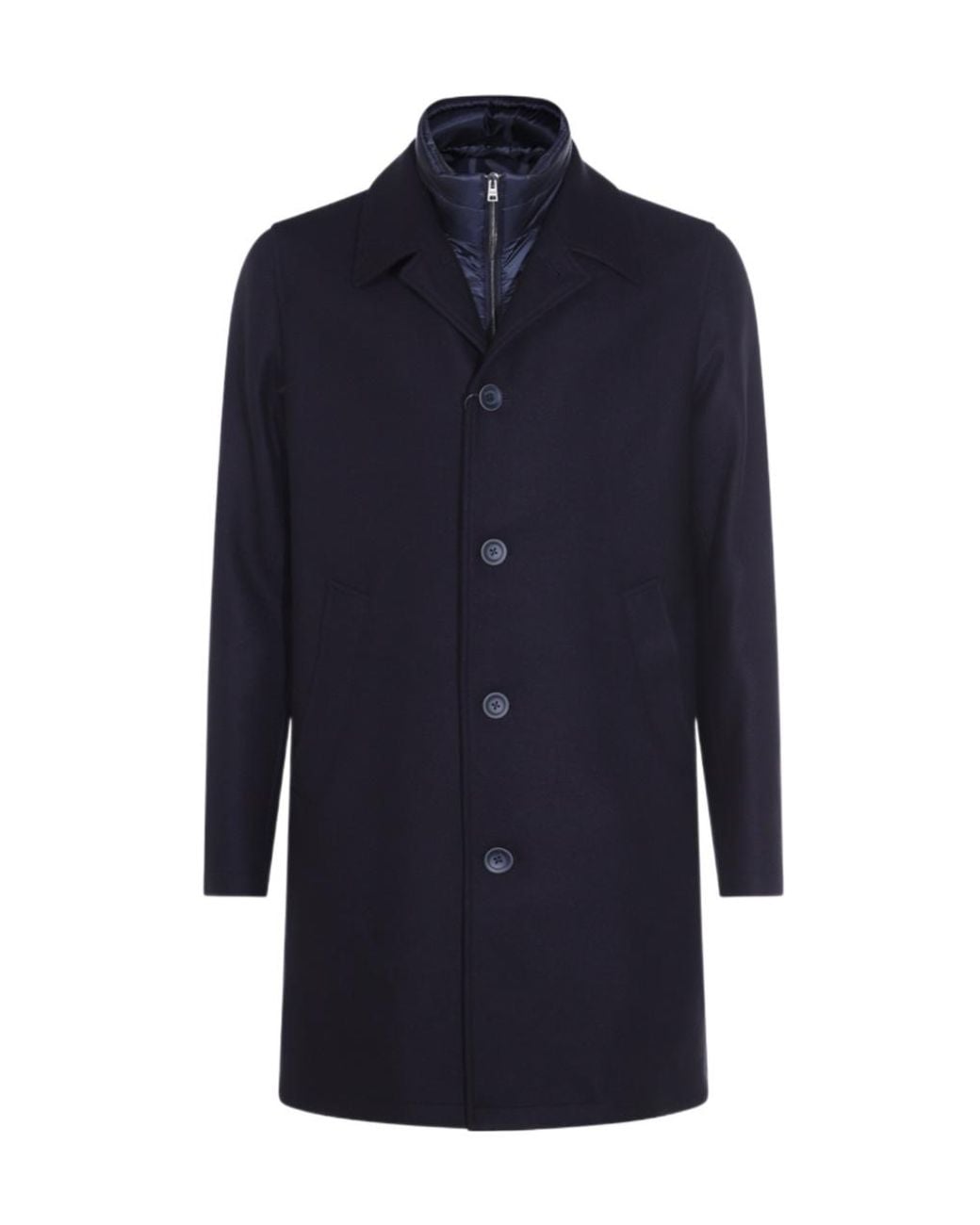 Herno Blue Single Breasted Long Coat for men
