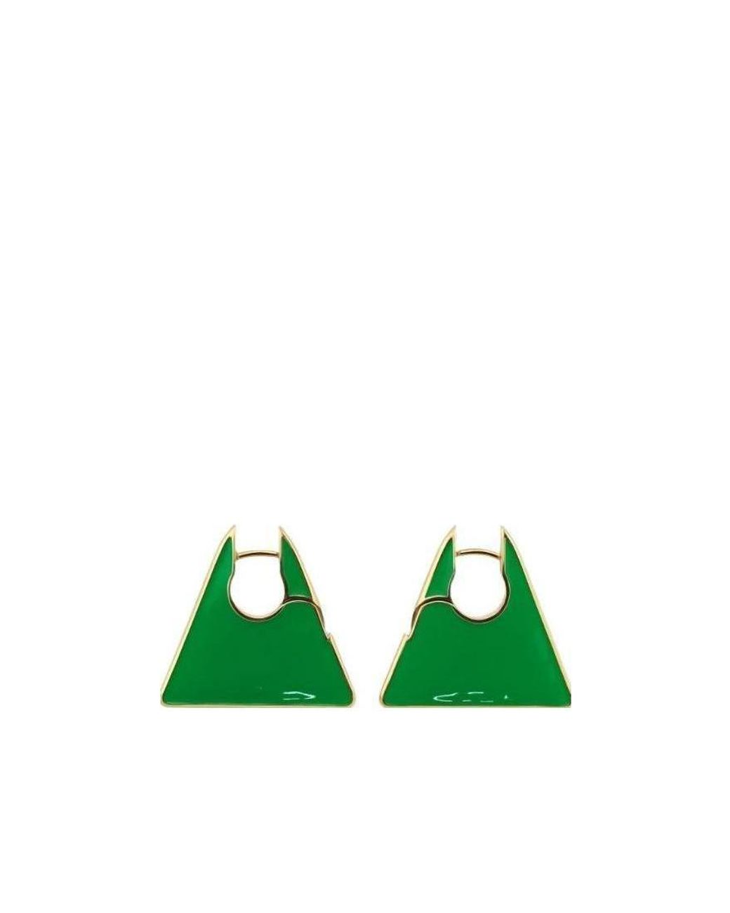 Bottega Veneta Green Triangle Shaped Earrings
