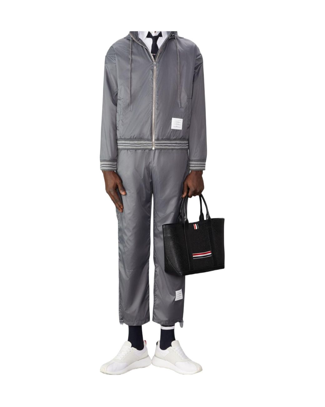 Thom Browne Gray Logo-Patch Ripstop Lightweight Jacket for men