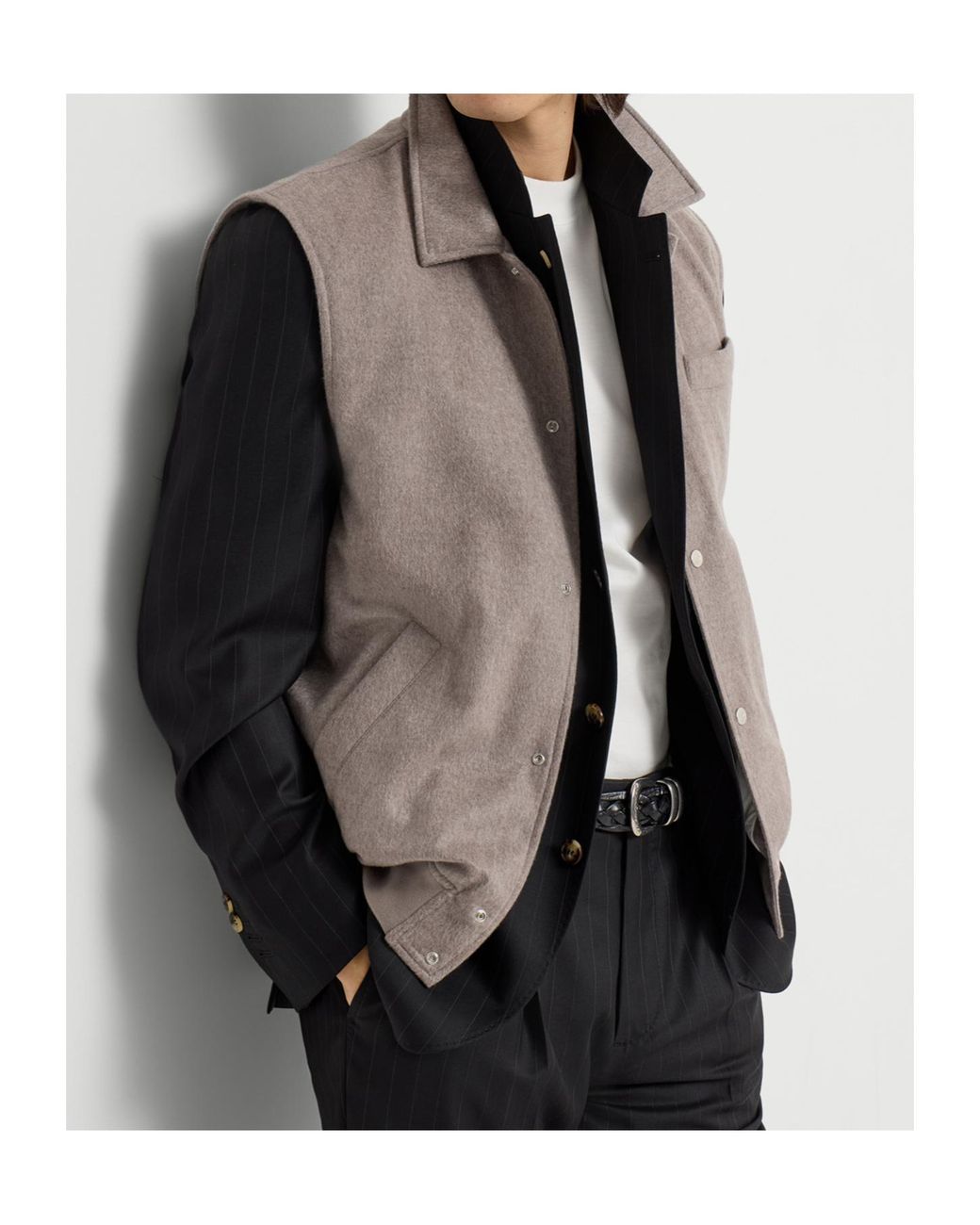 Brunello Cucinelli Gray Lightweight Cashmere Flannel Vest With Thermore Padding for men