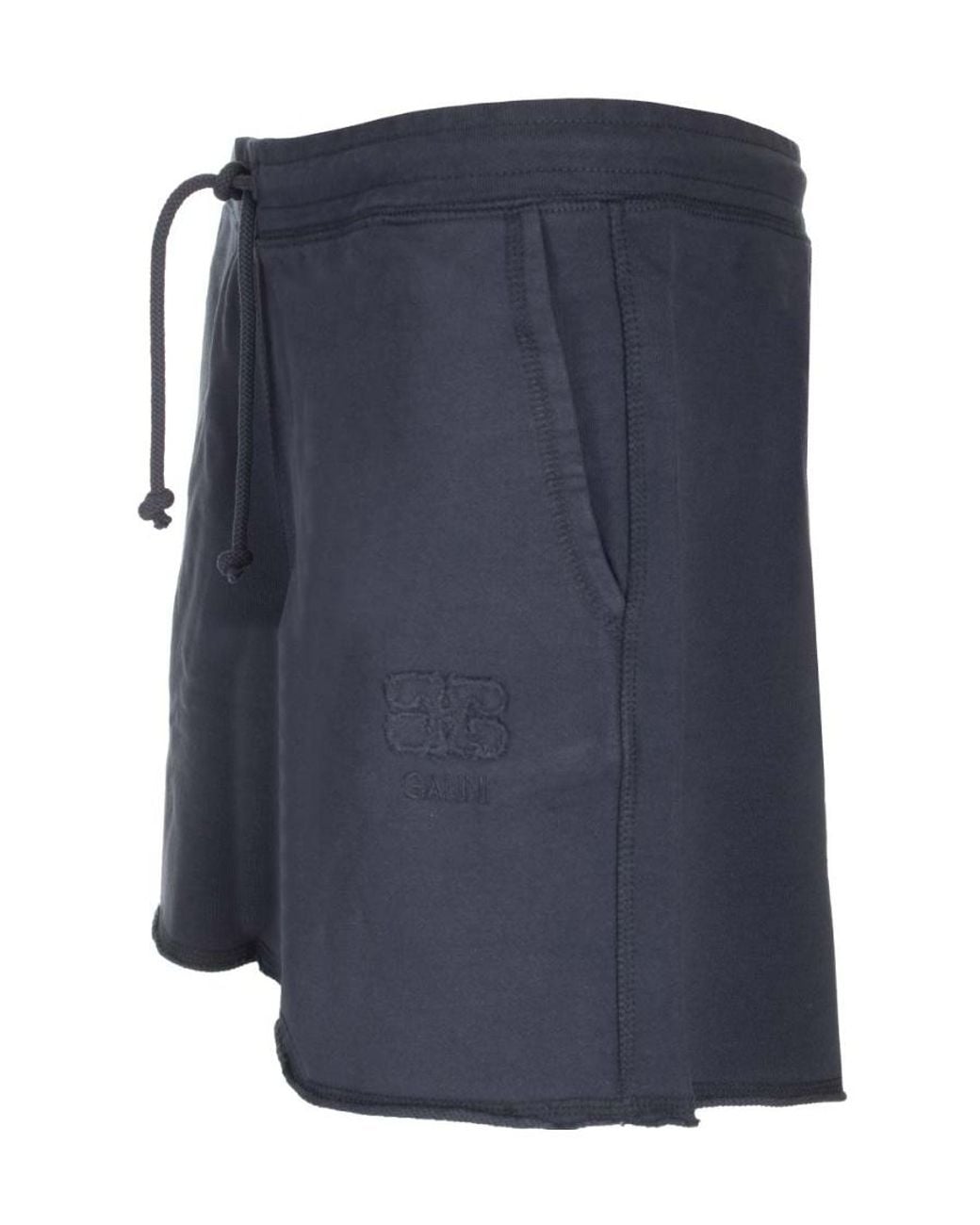 Ganni Blue Logo-Embroidered Drawstring Shorts