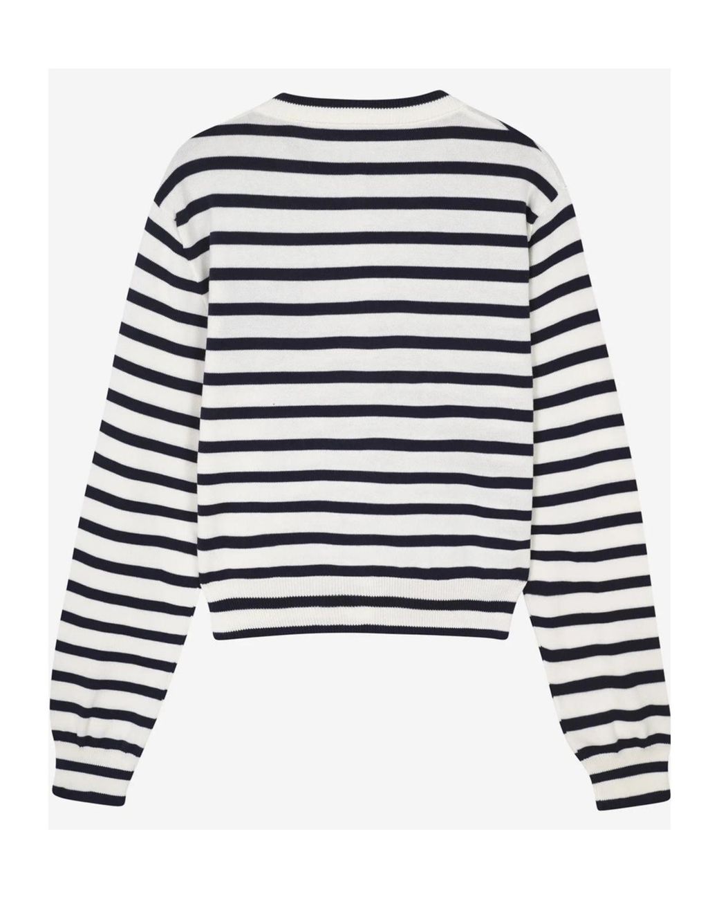 Maison Kitsuné White Round-Collar And Long-Sleeved Knitted Cardigan