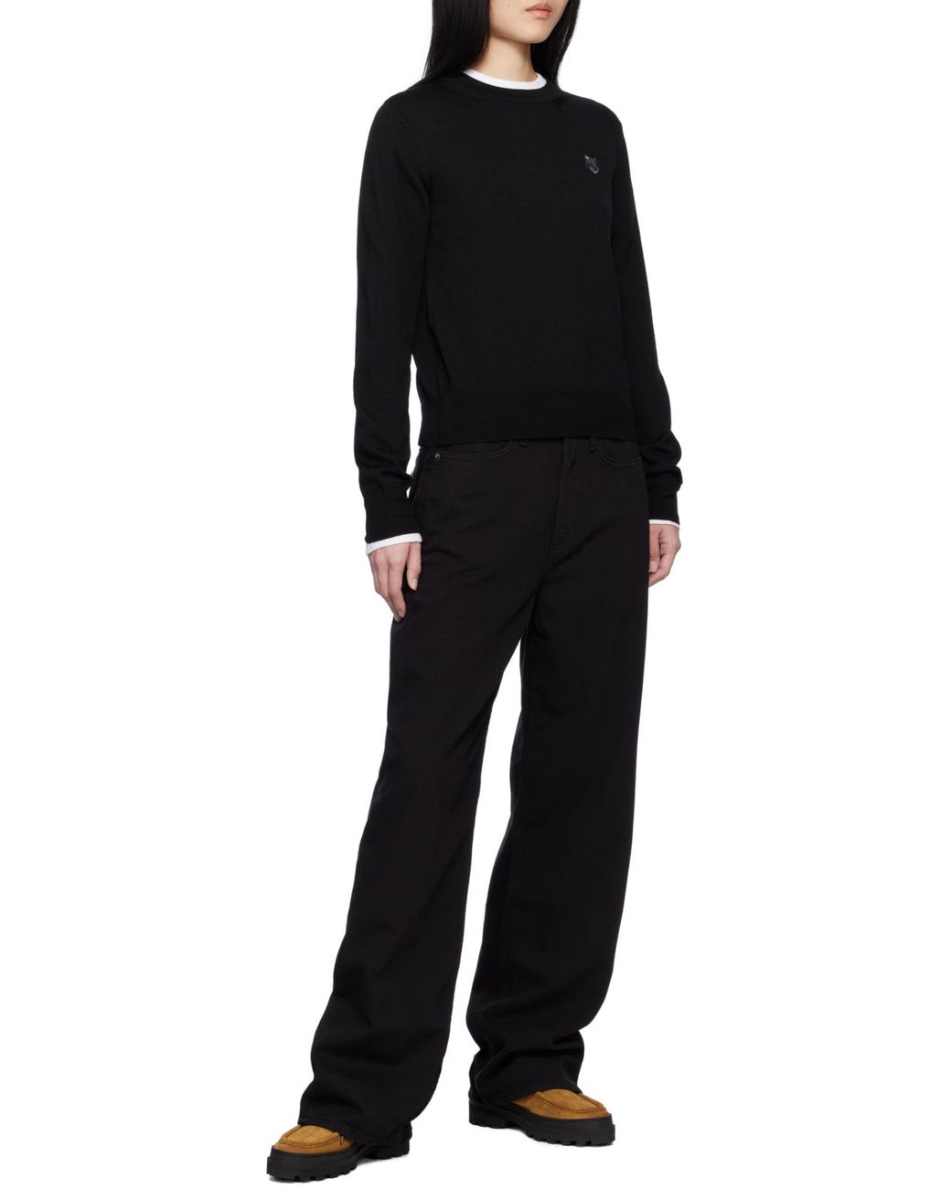 Maison Kitsuné Black Maison Kitsuné Fox Head Patch Knitted Jumper