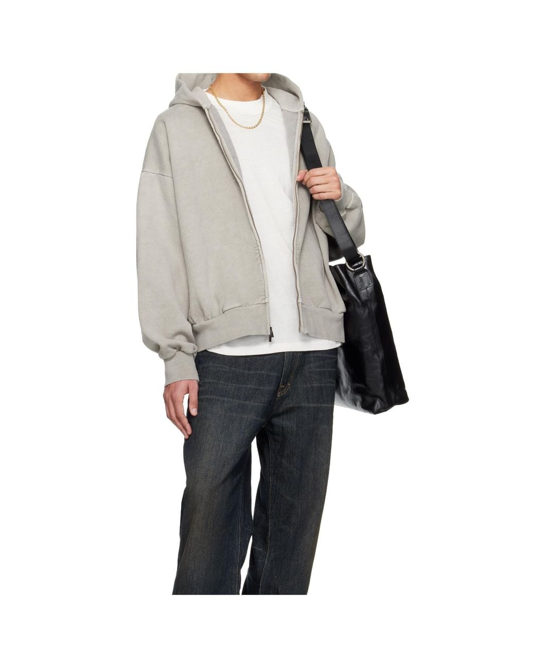 Fear Of God Gray Embroidered Classic Full Zip Hoodie for men