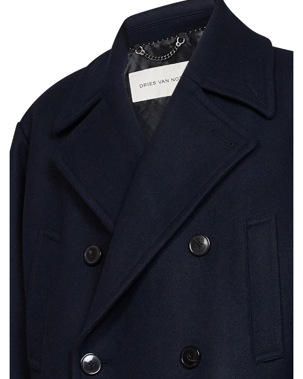 Dries Van Noten Blue Double-Breasted Coat for men