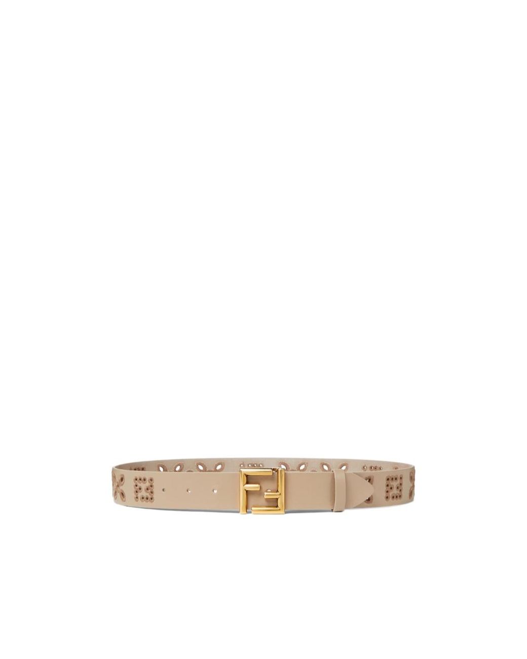 Fendi White Ff Buckle Openwork Embroidered Belt