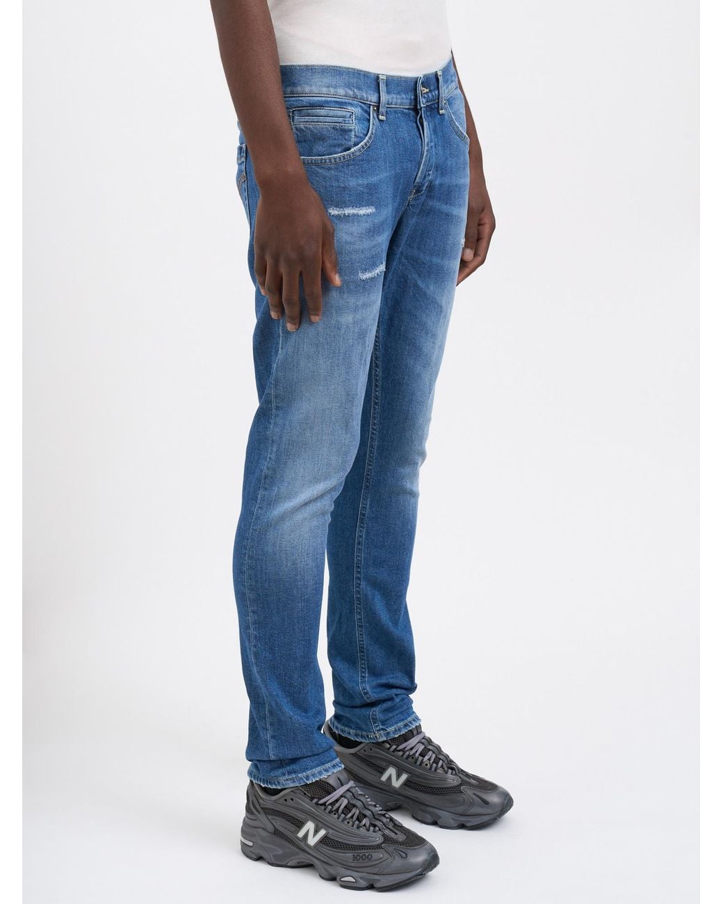 Dondup Blue Distressed, Faded Denim Trousers for men