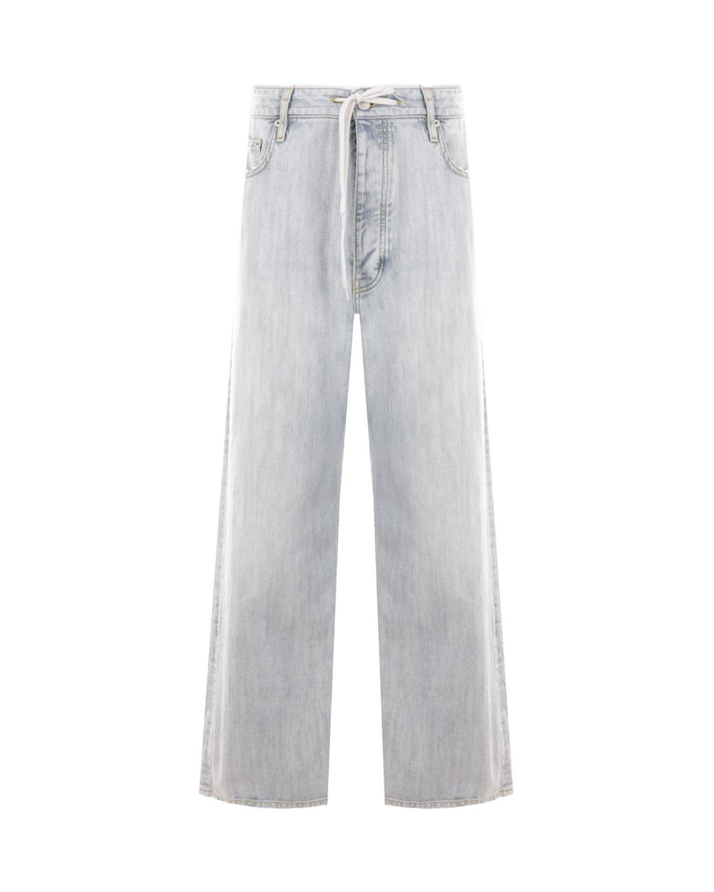 Balenciaga White Drawstring Baggy Jeans