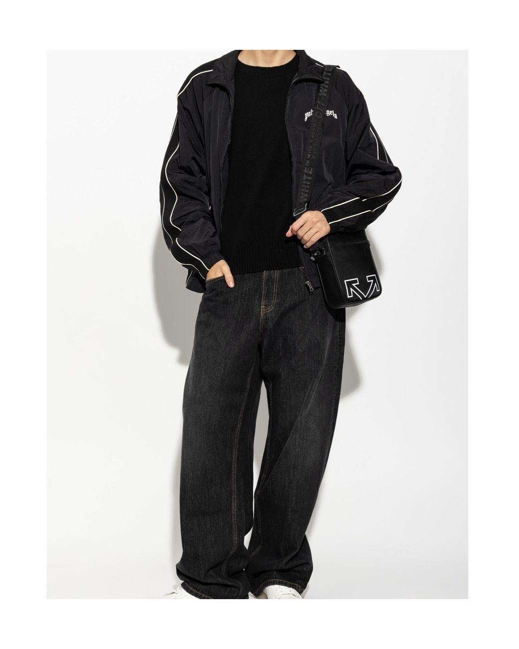 Palm Angels Black Long-Sleeve Crew-Neck Sweater for men