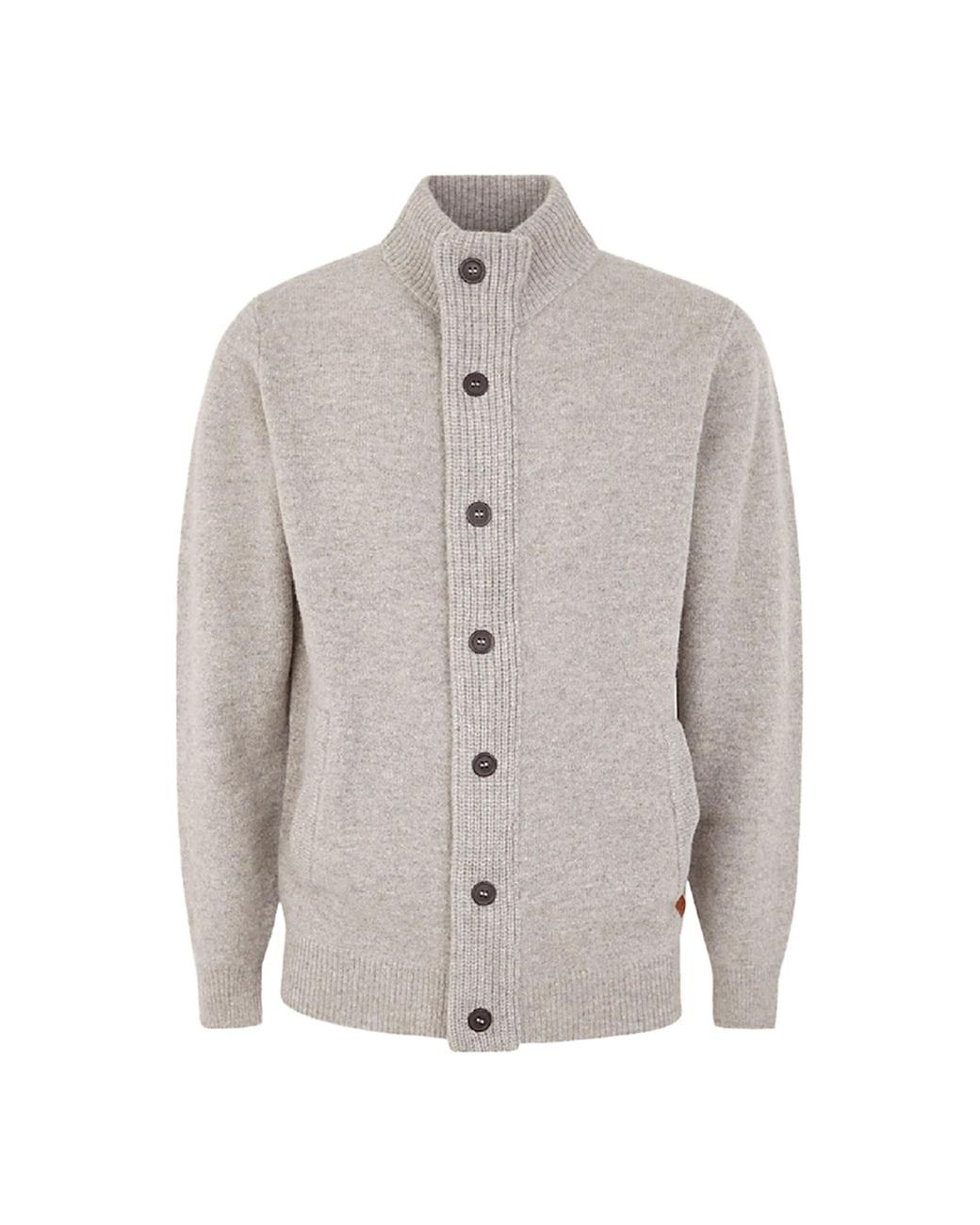 Barbour Gray High-Neck Button-Up Cardigan for men