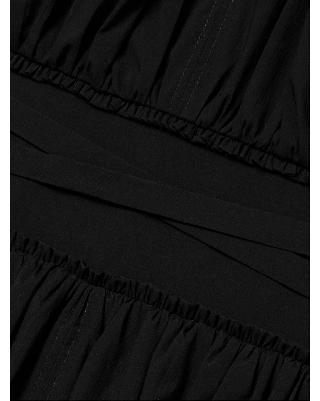 Proenza Schouler Black Belted Gathered Poplin Midi Dress