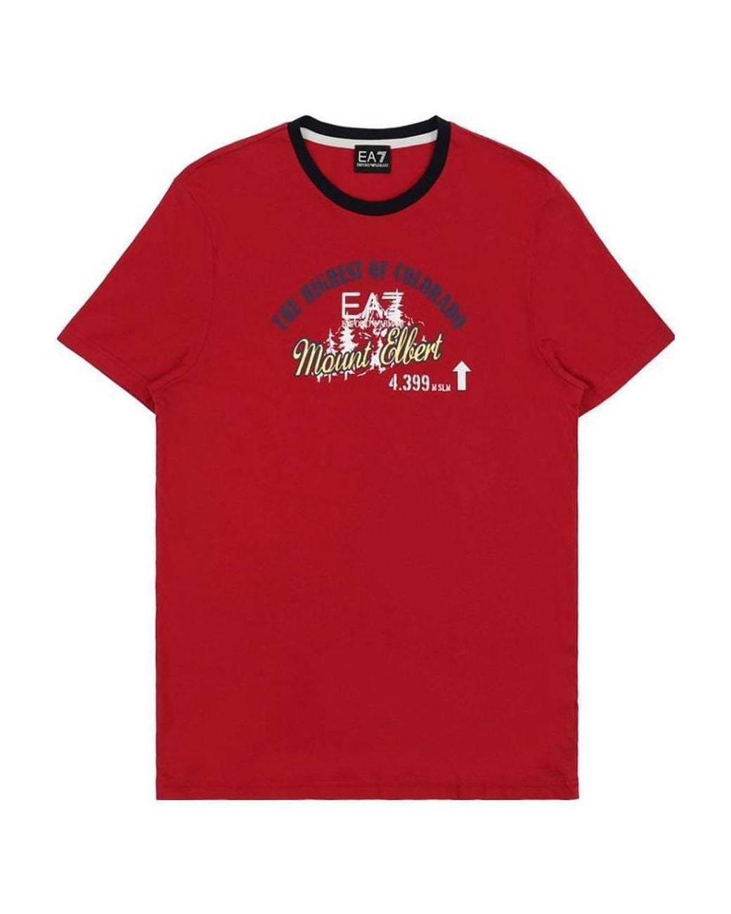 EA7 Red Logo T-Shirt With Round Neck for men