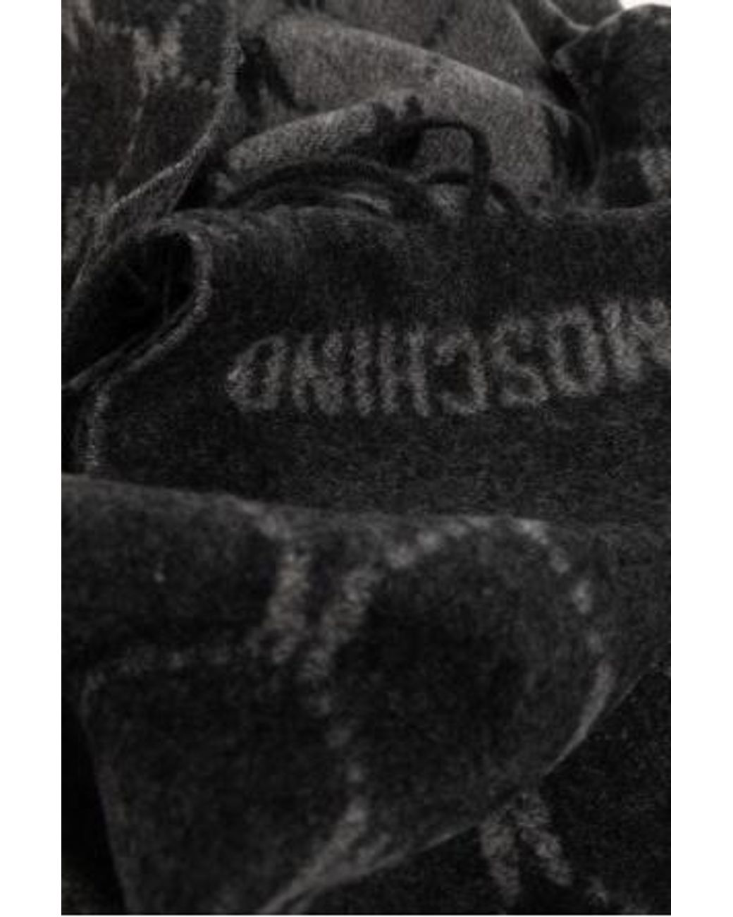 Moschino Black Monogram Fringed Knitted Scarf for men