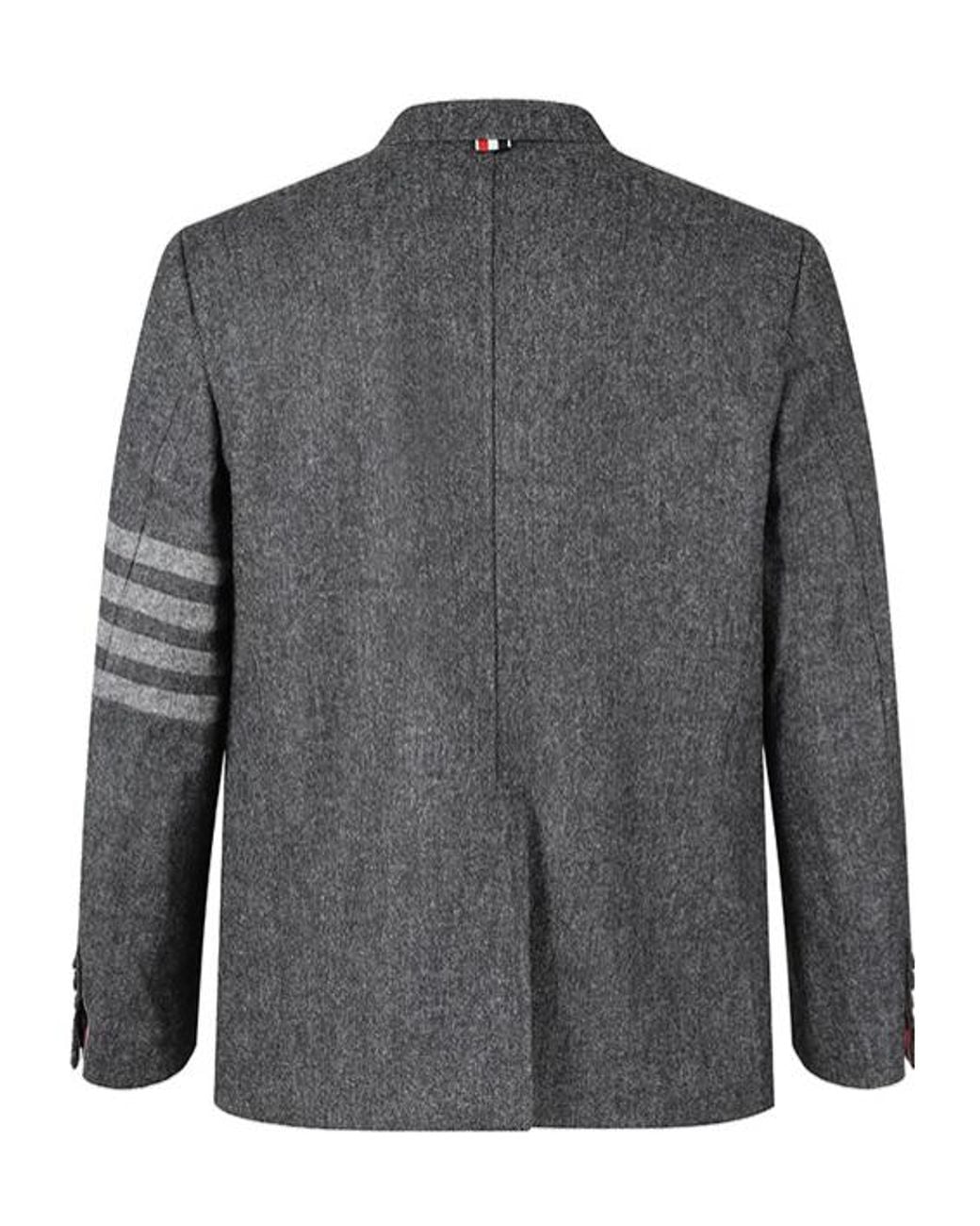 Thom Browne Gray Stripe-Detailed Single-Breasted Tailored Blazer for men