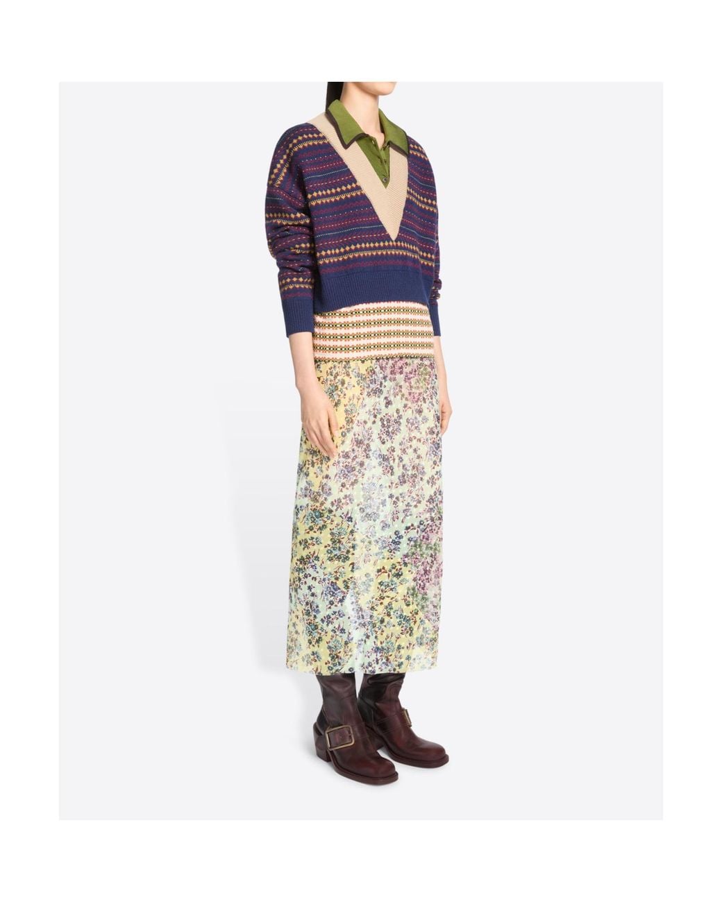 Dries Van Noten Blue V-Neck Wool Sweater