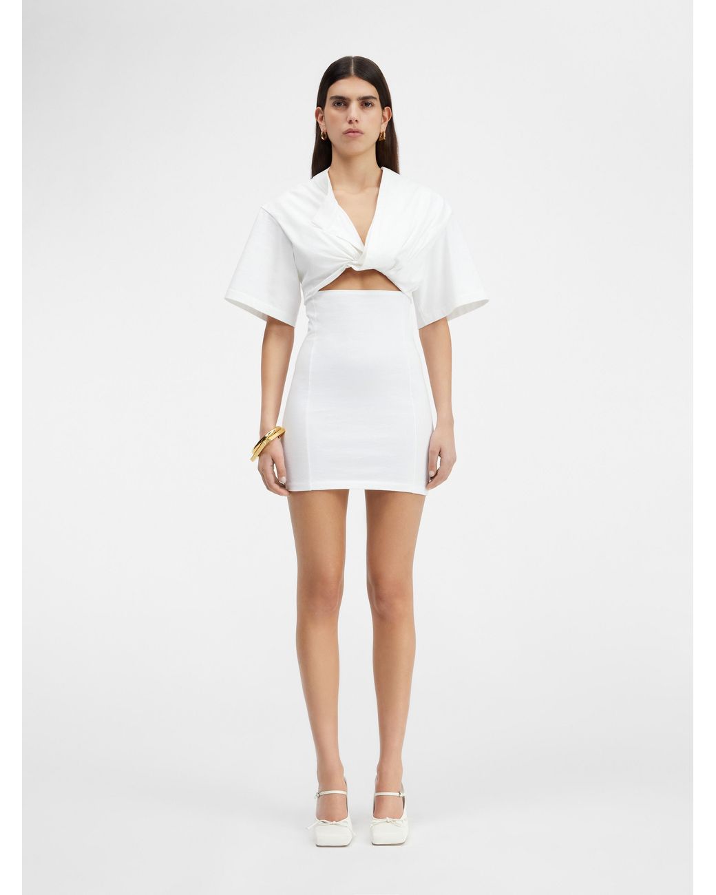 Jacquemus White Bahia Cut-Out Detail Mini Dress