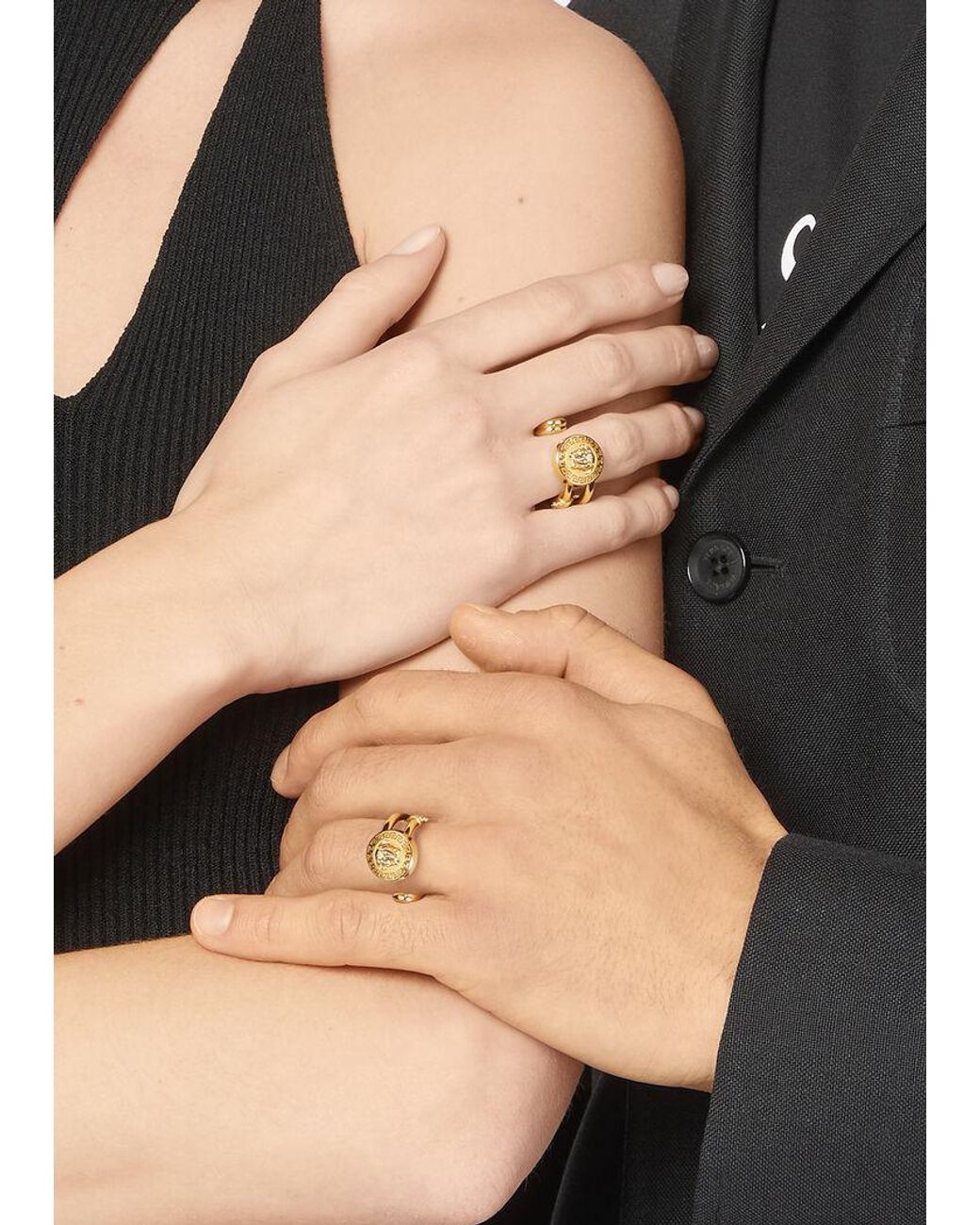 Versace Metallic Safety Pin Ring for men