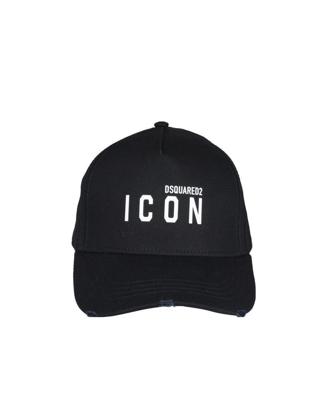 DSquared² Black Logo Printed Distressed Baseball Cap for men