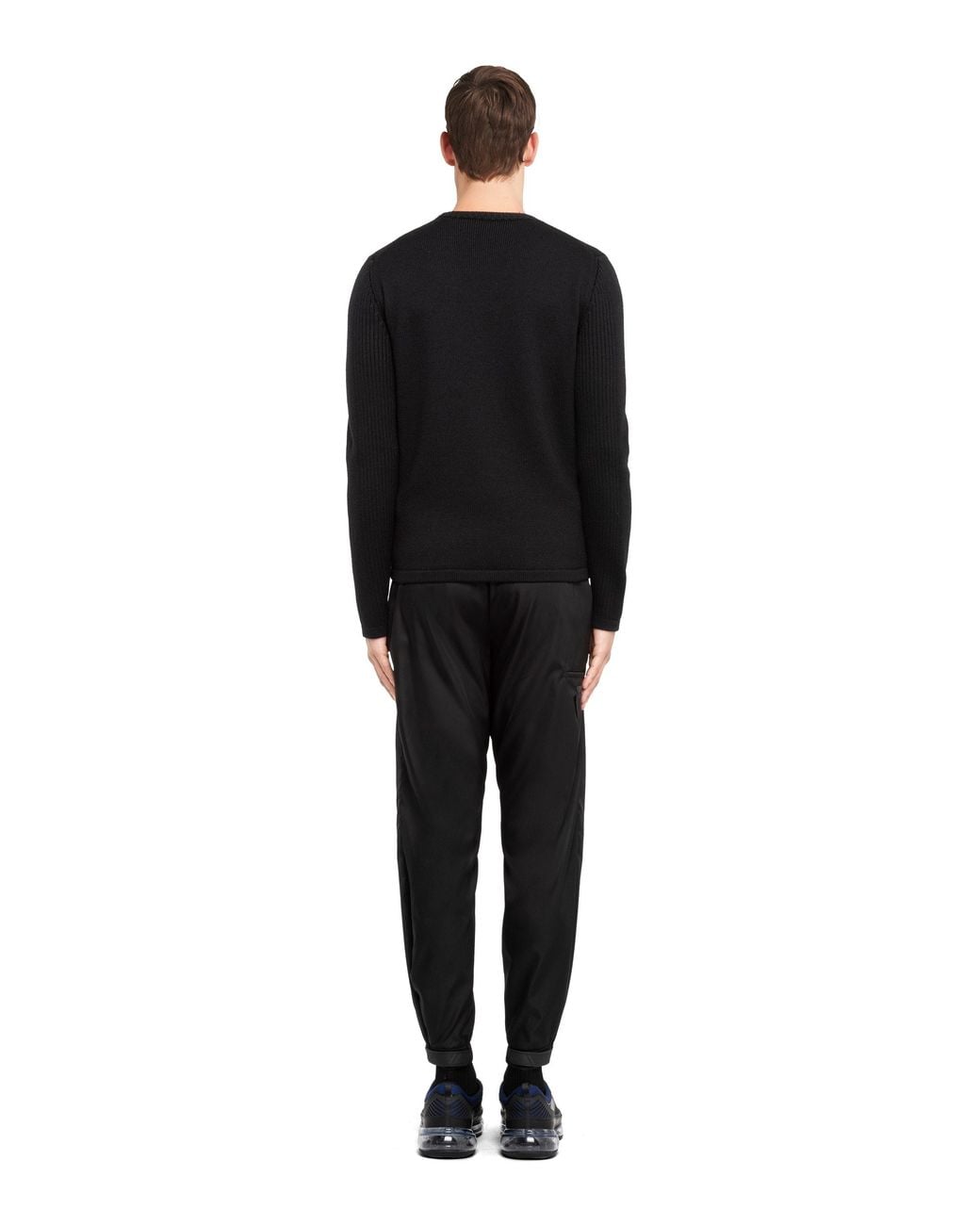 Prada Black Logo Rib Knitted Jumper for men