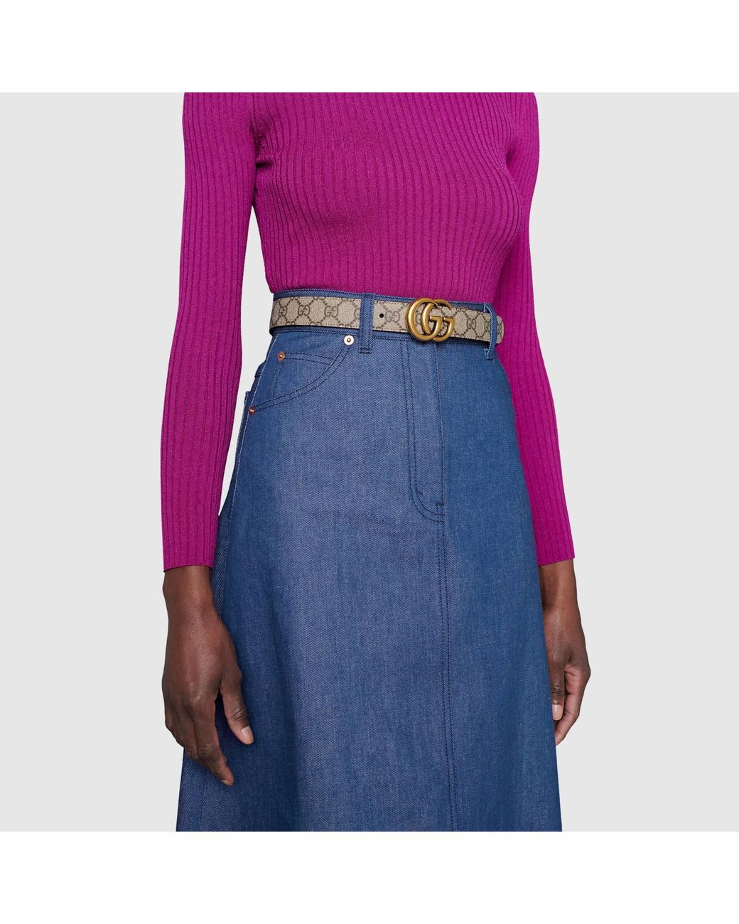 Gucci Multicolor Reversible Gg Monogram Buckle Belt