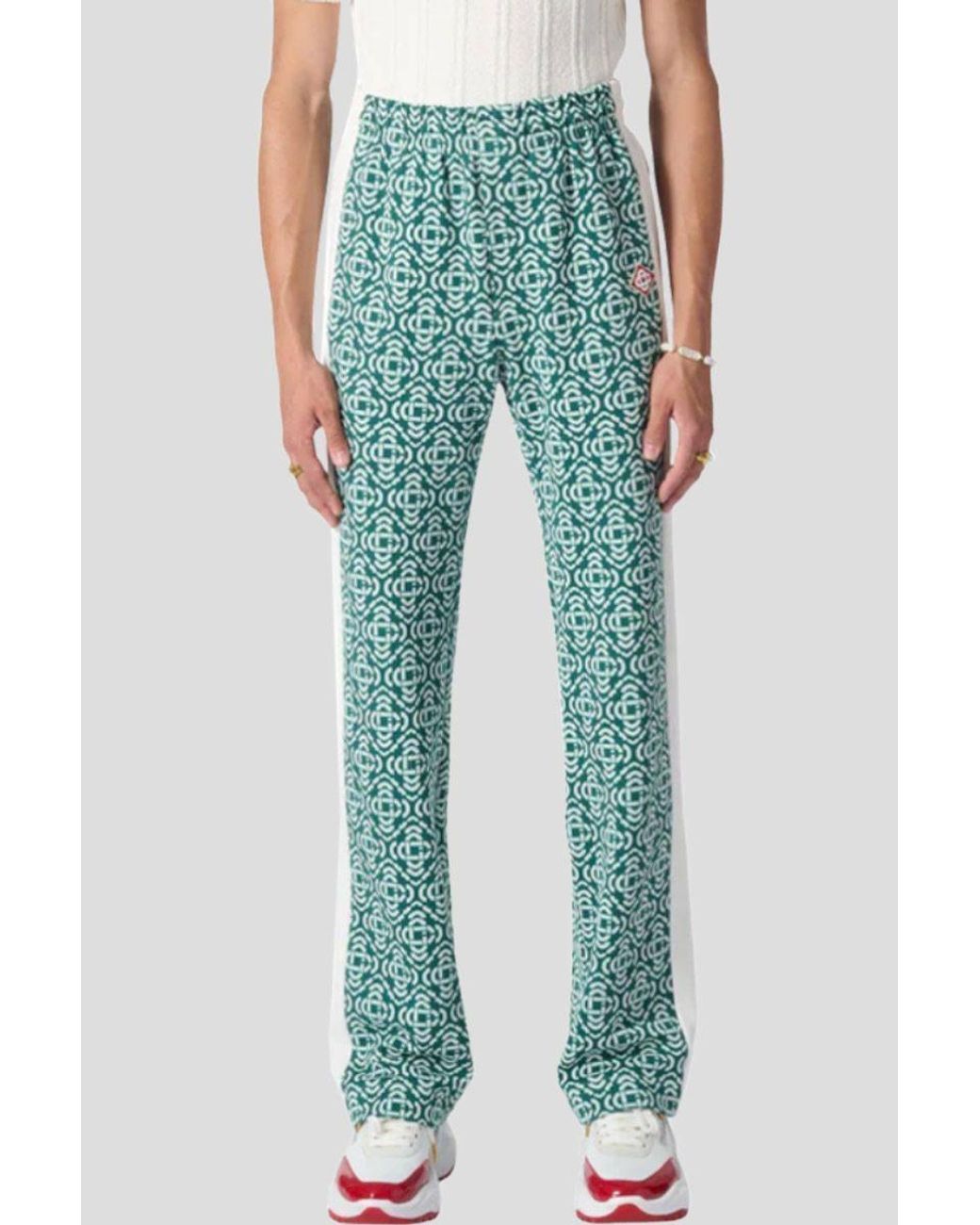 Casablanca Green Geometric-Pattern Track Pants for men