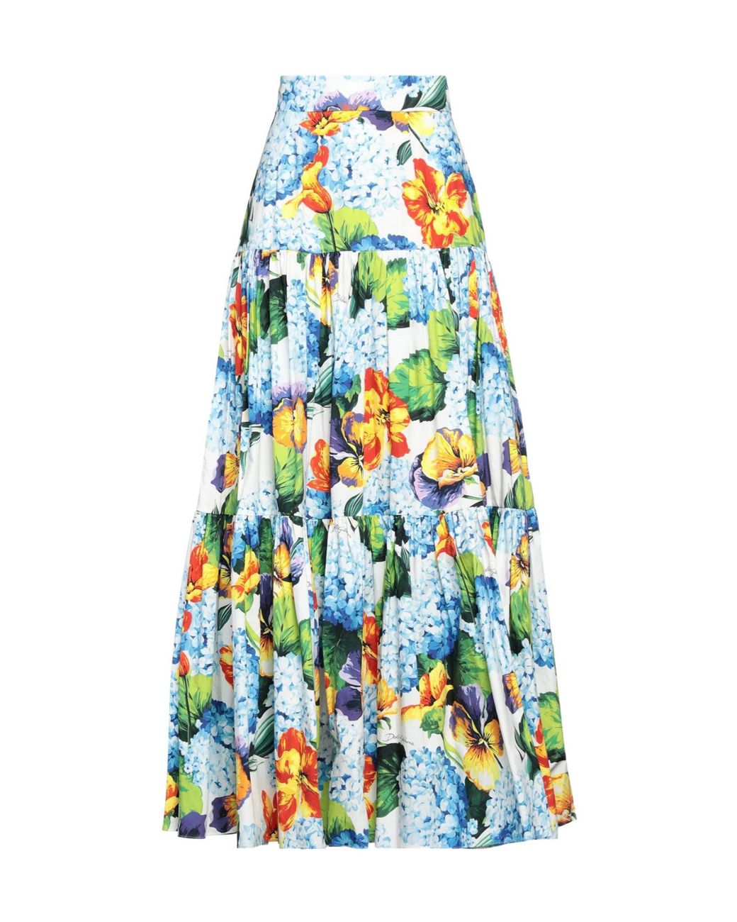 Dolce & Gabbana White Floral Midi Skirt