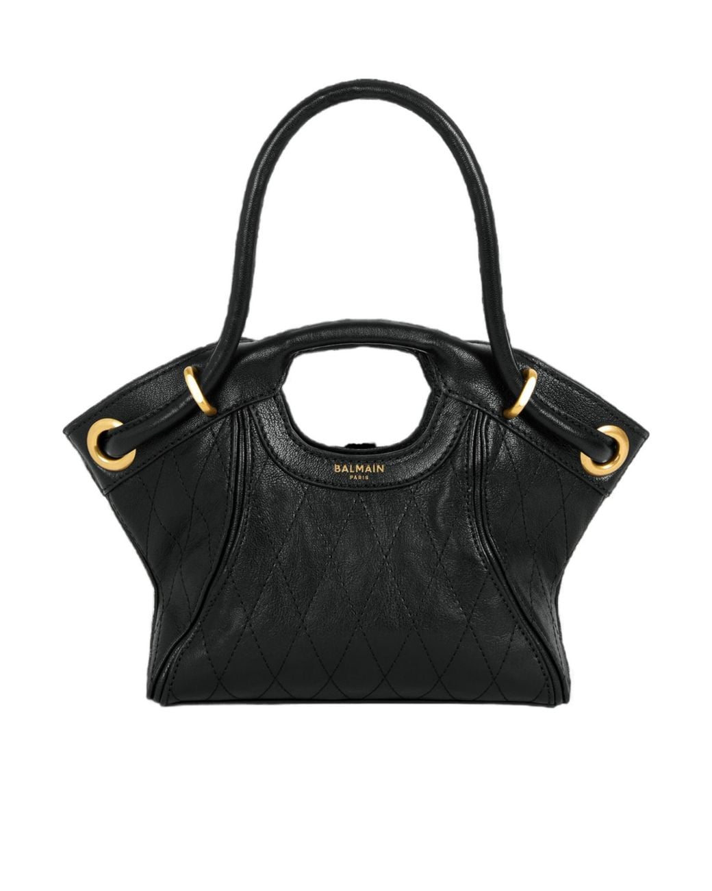 Balmain Black Quilted Small Tote Bag
