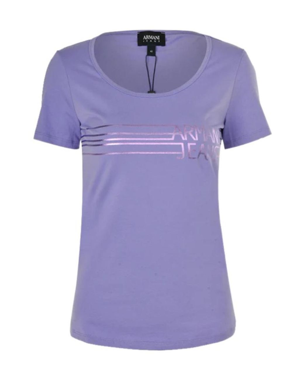 Armani Jeans Purple Logo Short-Sleeved T-Shirt