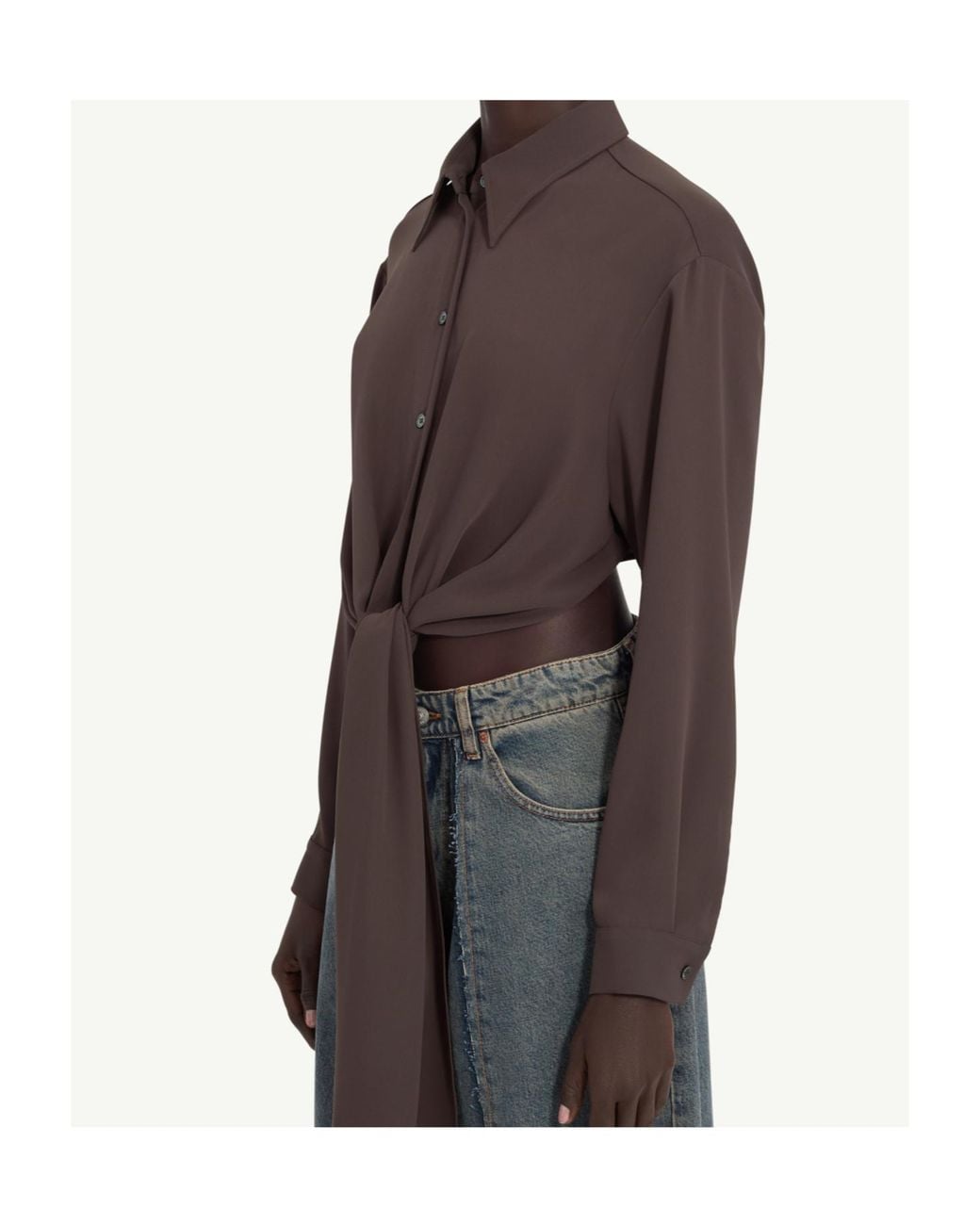 MM6 by Maison Margiela Brown Long-Sleeved Straight Hem Shirt