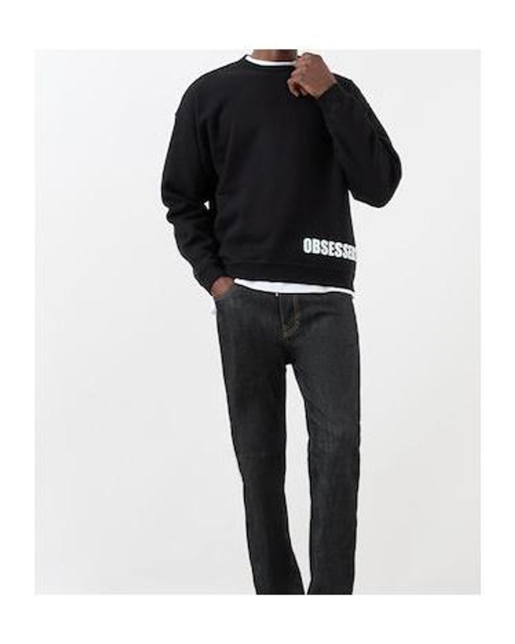 DSquared² Black Obsessed 2 Relax Fit Crewneck Sweatshirt for men