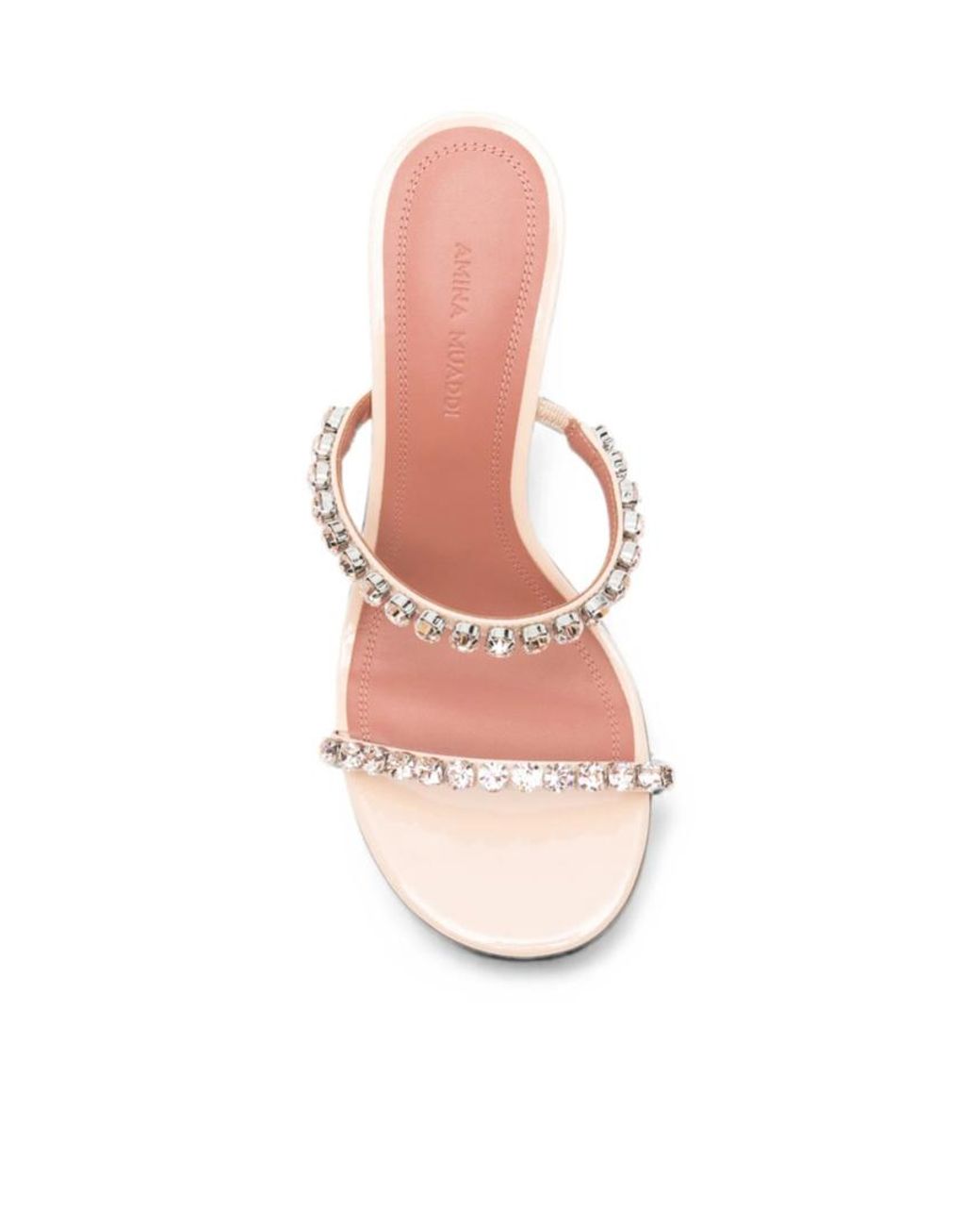 AMINA MUADDI White Rhinestone-Strap High-Heeled Sandals