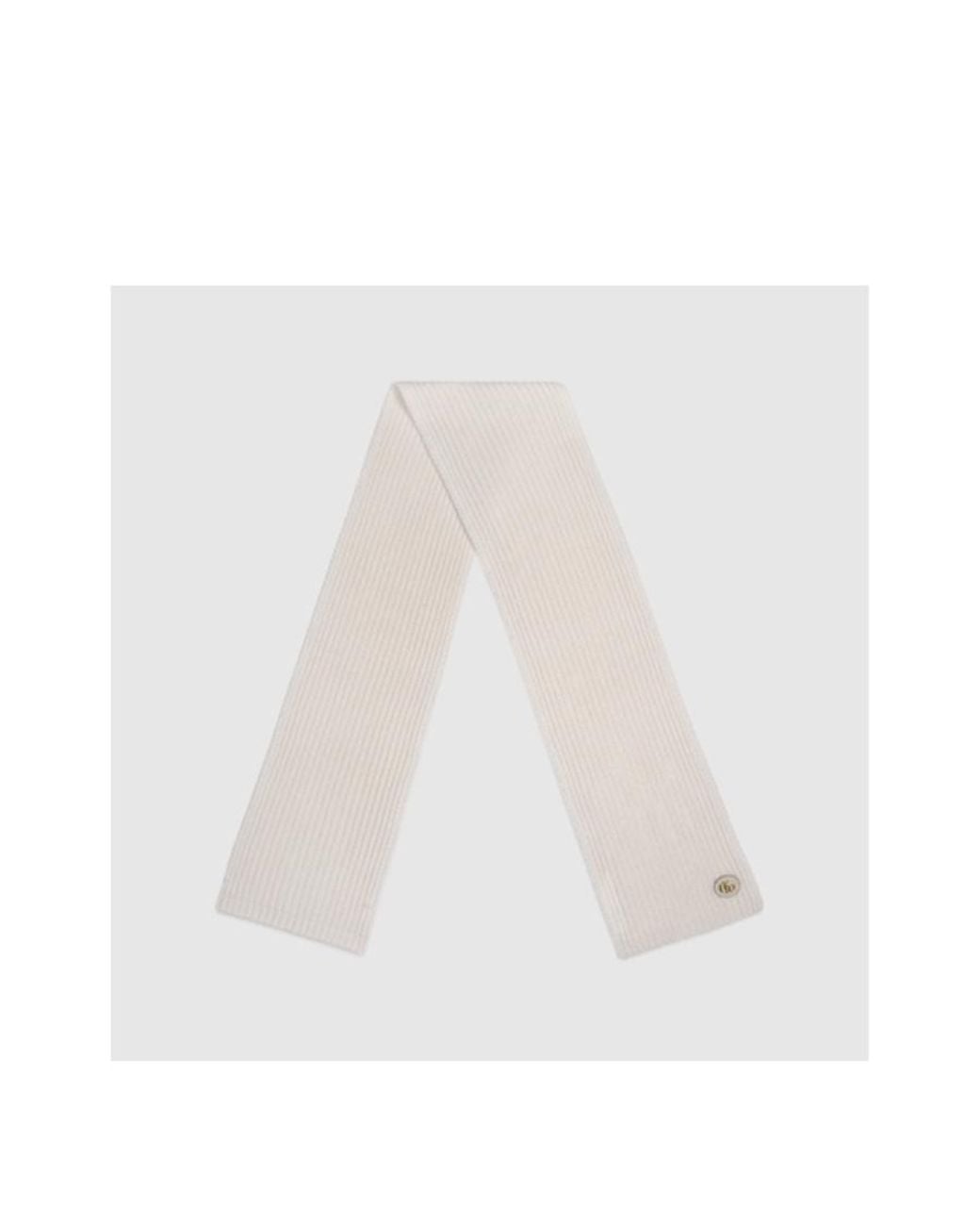 Gucci White Logo Patch Knit Scarf