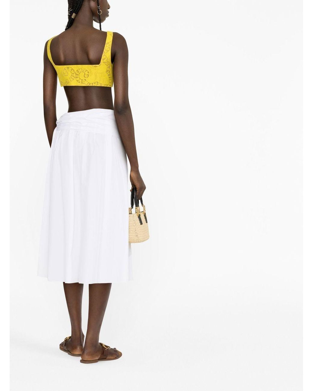 Valentino Yellow Cropped Pointelle-Lace Top