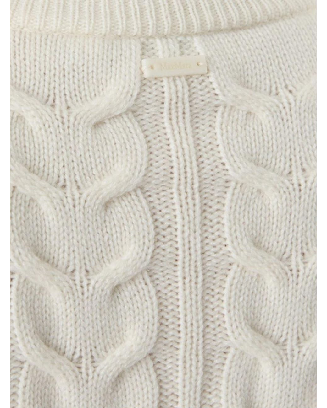 Max Mara White Libero Zip Detailed High Neck Jumper