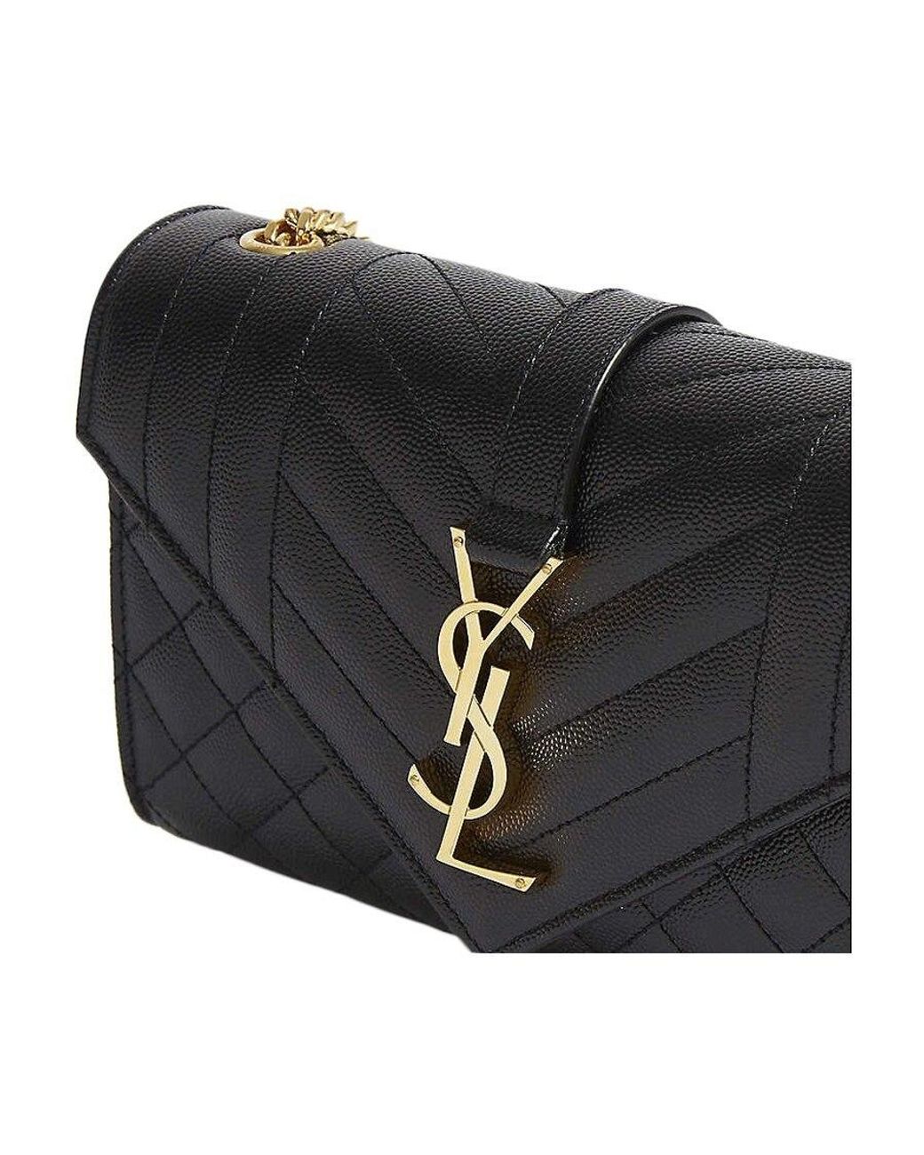 Saint Laurent Black Envelope Matelassé Small Crossbody Bag