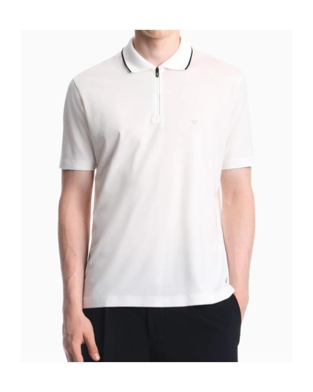 Emporio Armani White Short-Sleeved Collared Polo Shirt for men