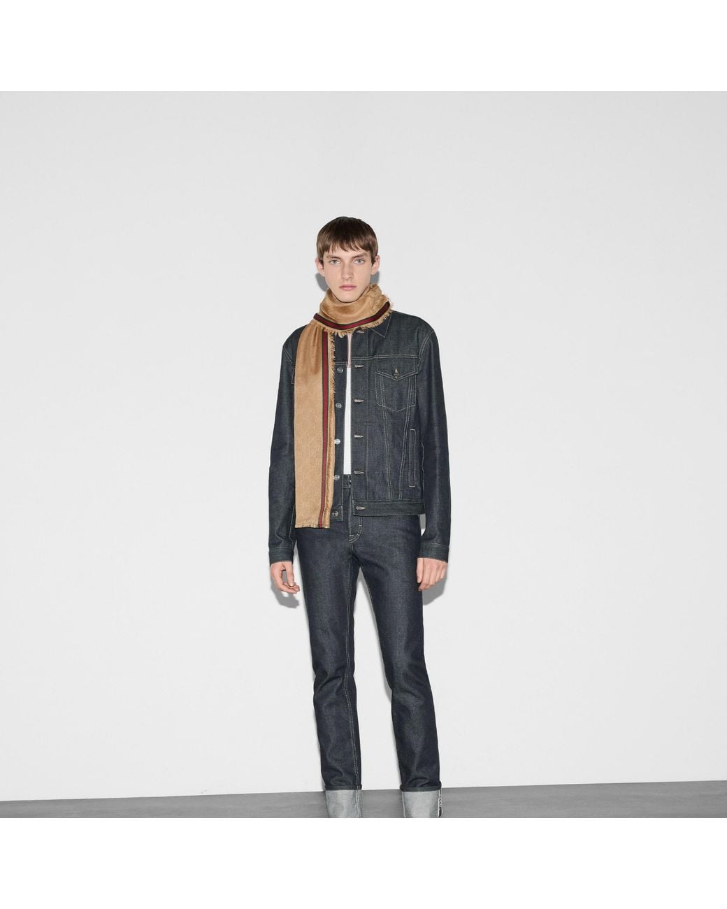 Gucci Natural Gg Web Trim Stole for men