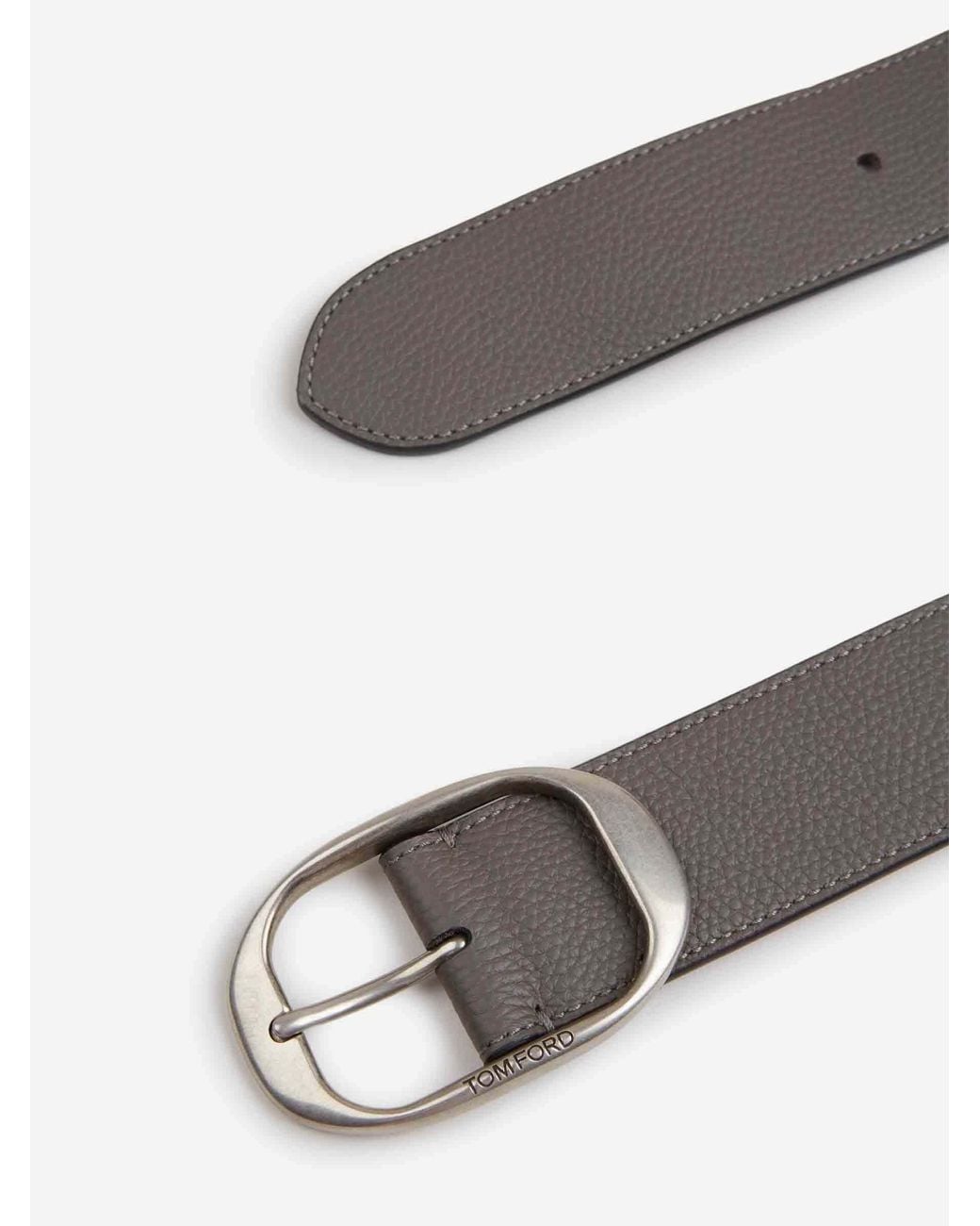 Tom Ford Gray Grained Leather Belt for men