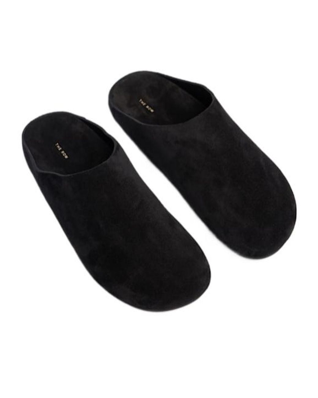 The Row Black Suede Flat Slides