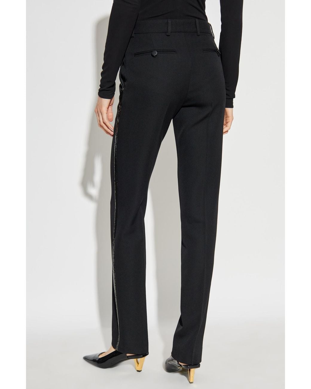 Versace Black Embellished Tailored Trousers